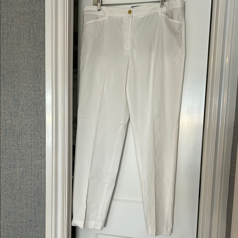 Talbots White Straight Leg Pants Classic Tailored Design